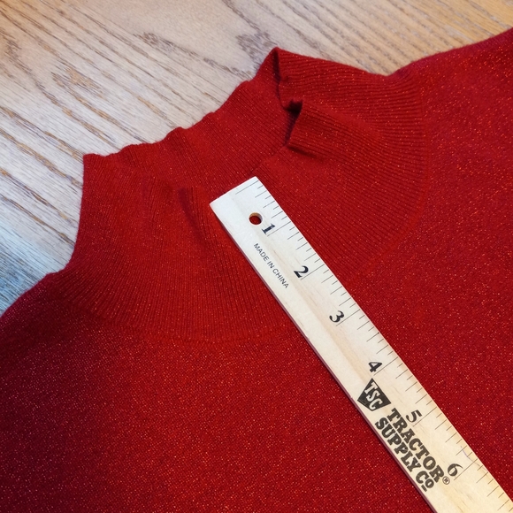 Draper's & Damons Red Metallic Mock Turtle Neck Women's Sweater Plus Size 2X - Picture 13 of 15